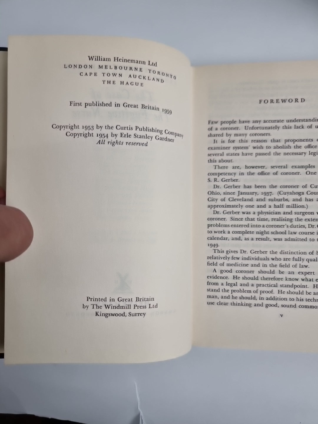 Erle Stanley Gardner The Case of the Fugitive Nurse 1959 UK 1st Edition Fine