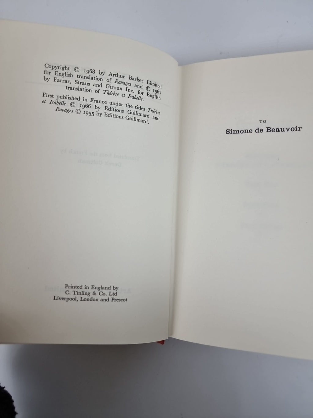 Ravages, Violette Leduc — First UK Edition