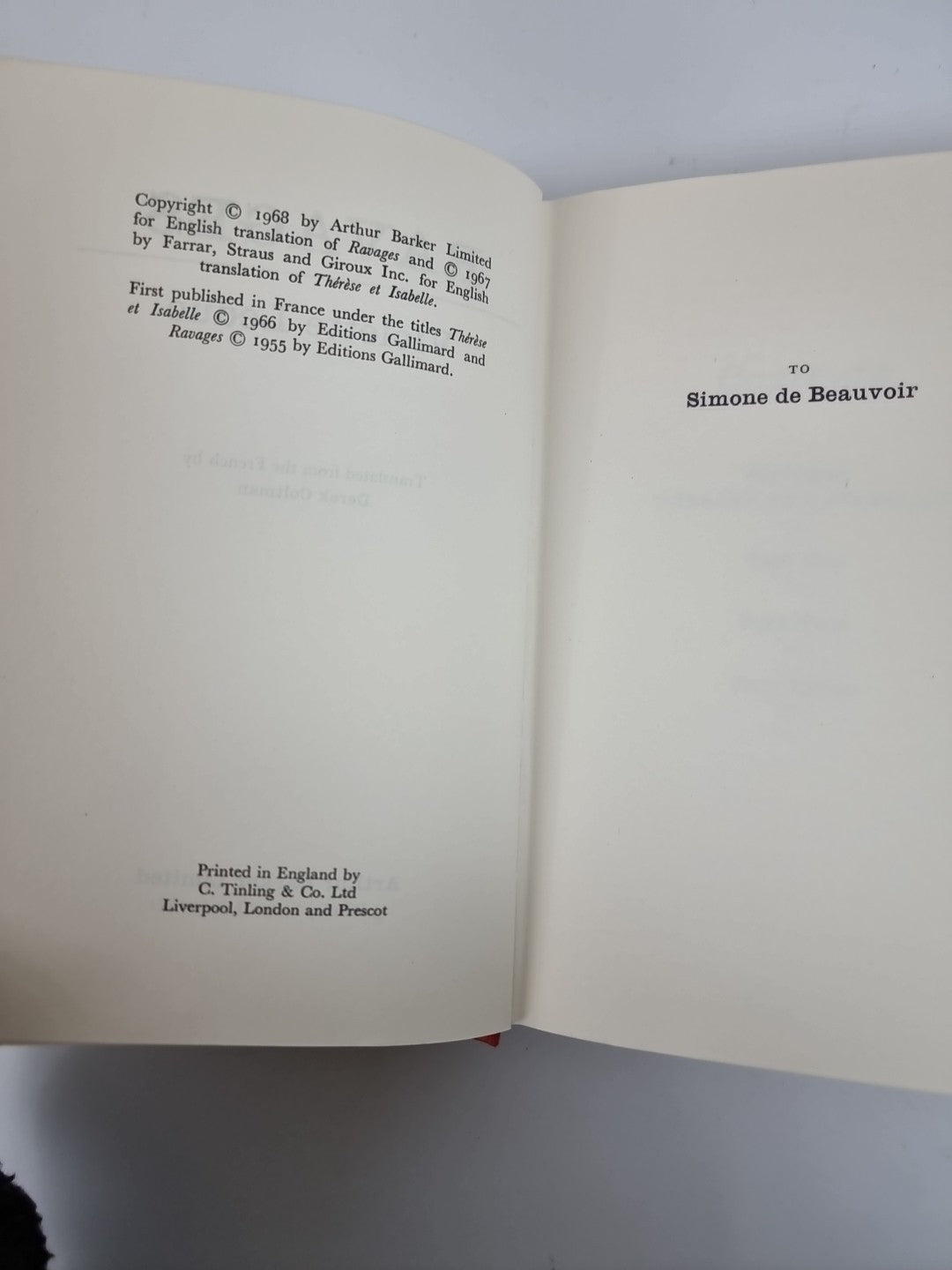 Ravages, Violette Leduc — First UK Edition