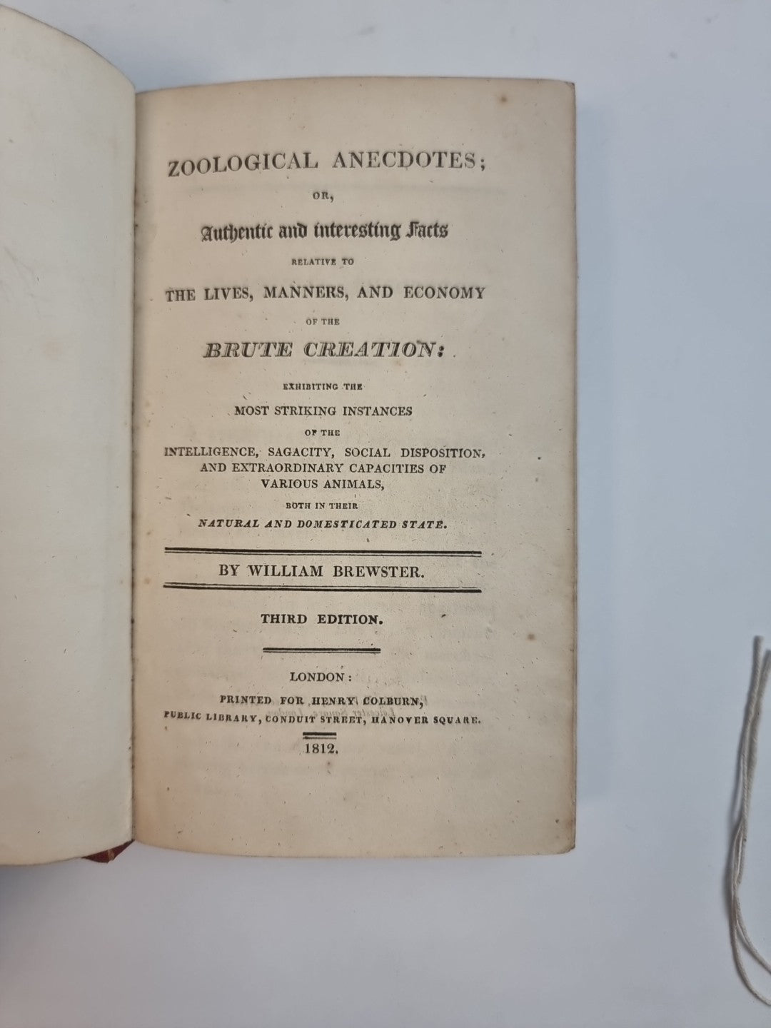 Zoological Anecdotes, William Brewster — Third Edition