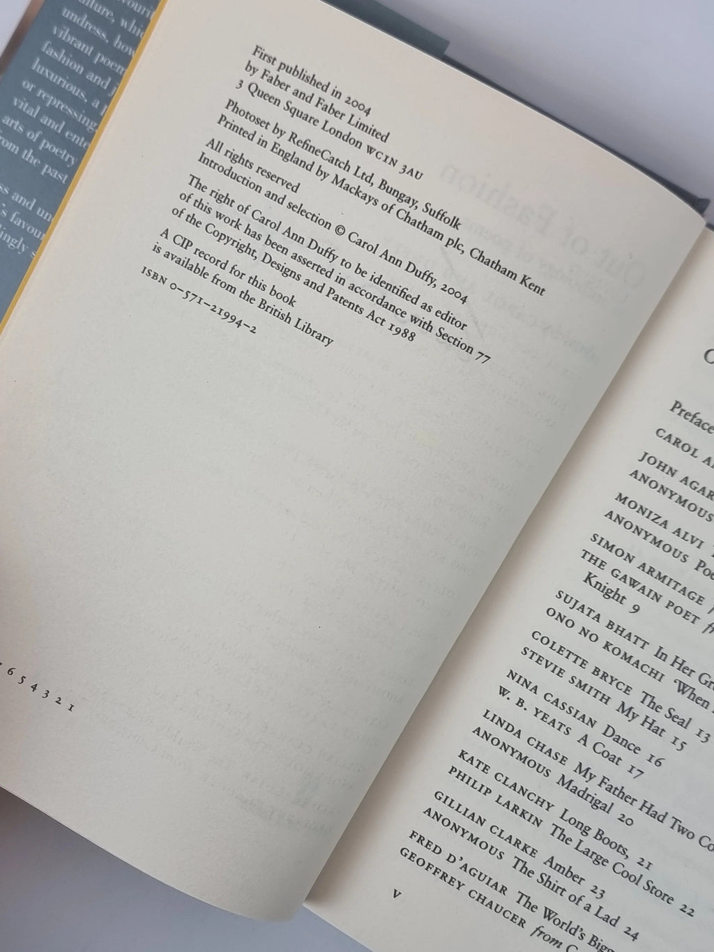 Out Of Fashion, Carol Ann Duffy — 1st Edition/Signed