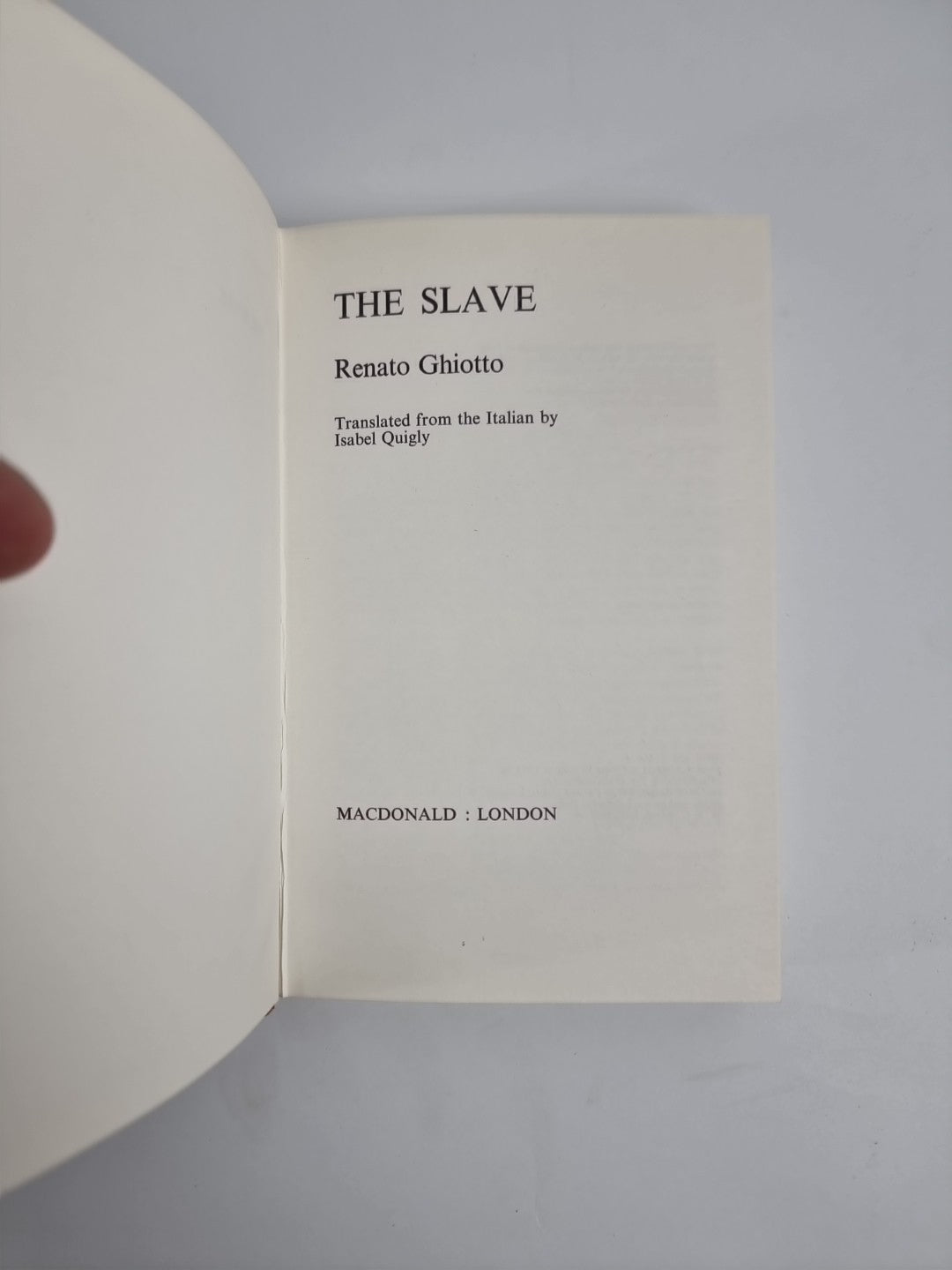 THE SLAVE by RENATO GHIOTTO  RARE 1969 1ST EDITION With Original 1st Print cover