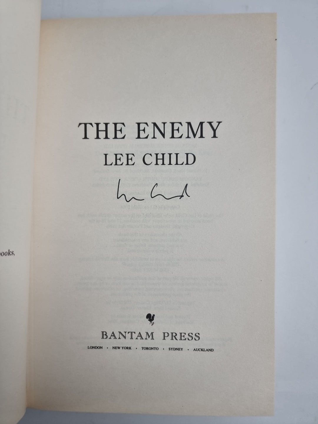 The Enemy by Lee Child (Hardcover, 2004) 1st edition Signed New and unread