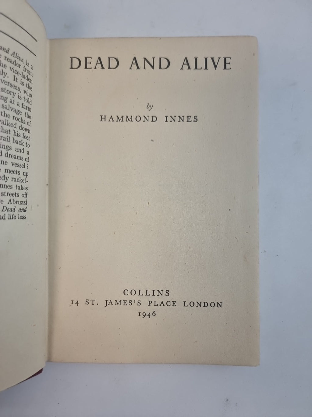 Dead and Alive, Hammond Innes — First Edition