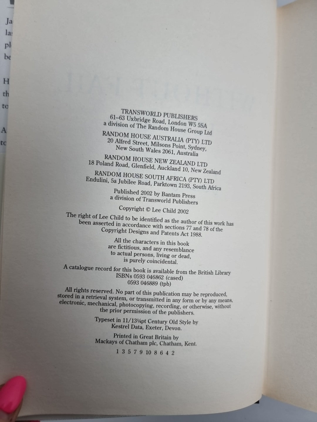 Without Fail by Lee Child (Hardcover, 2002) 1st Edition Signed New