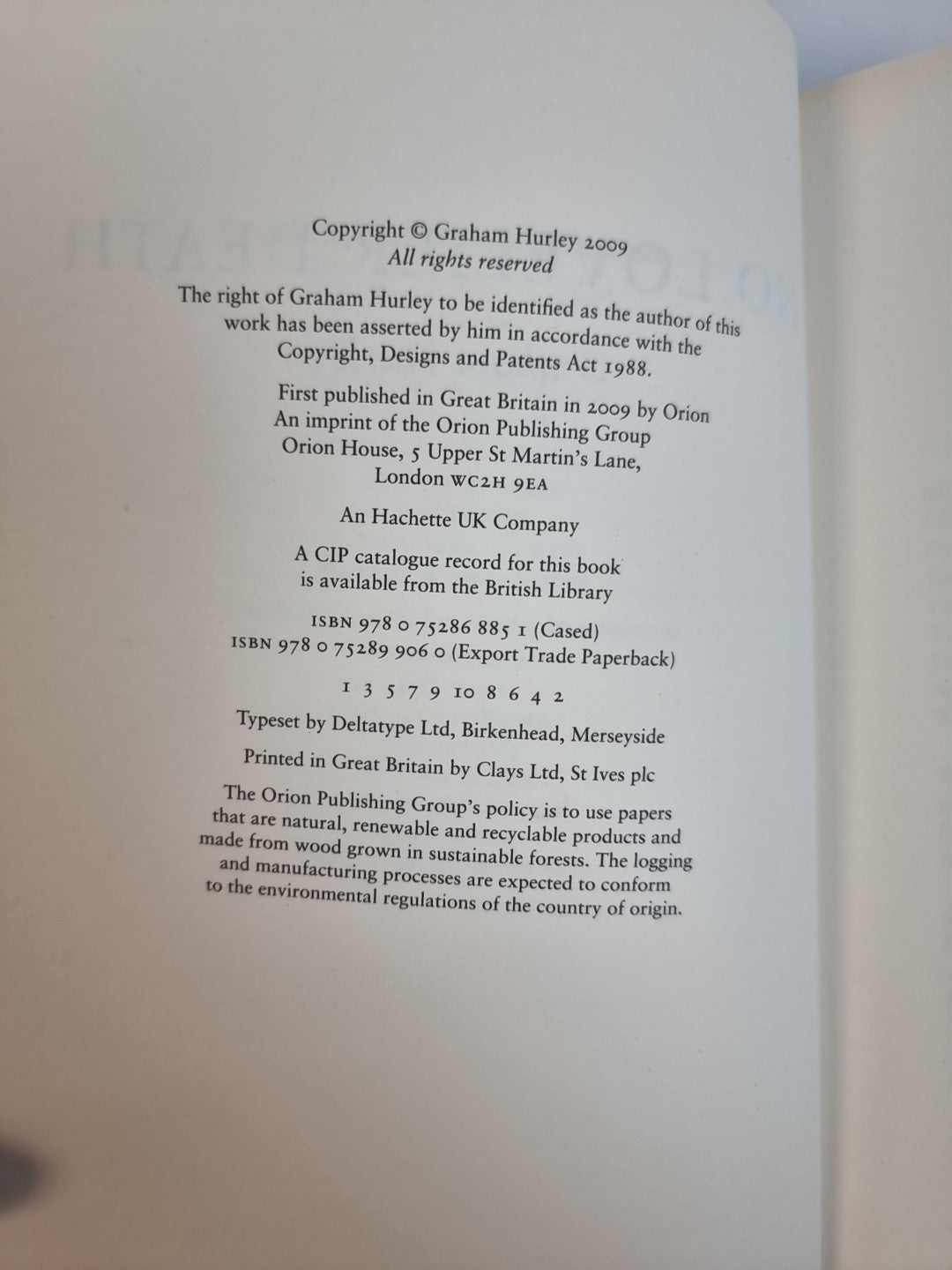 Graham Hurley - No Lovelier Death Hardcover New 1st Edition Free Delivery