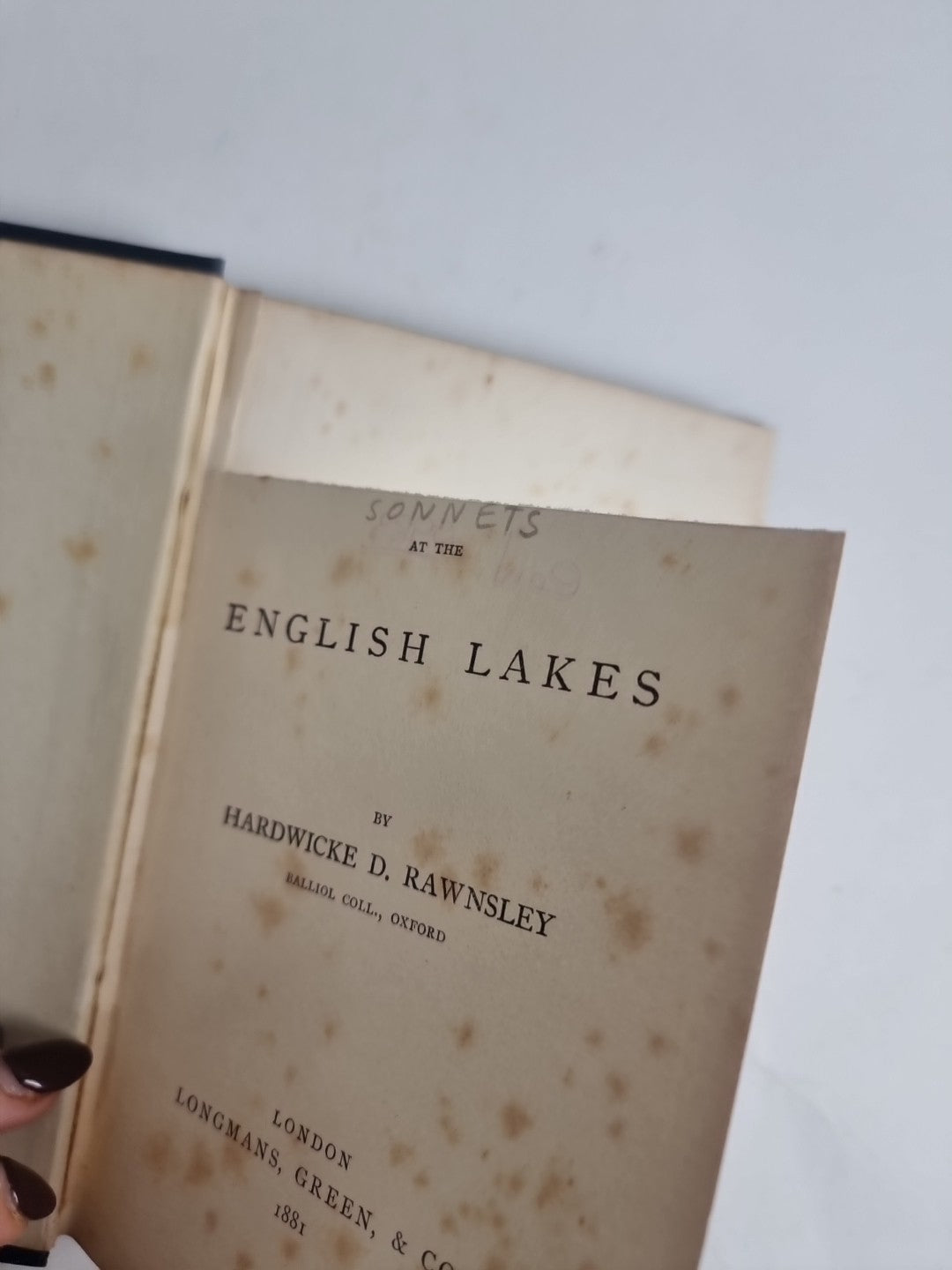 Sonnets at the English Lakes, H. D. Rawnsley — First Edition, 1881