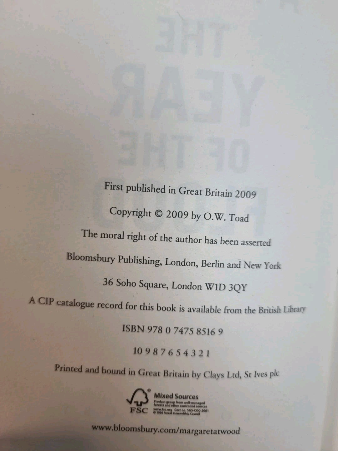 The Year of the Flood by Margaret Atwood 1st Edition Free Delivery