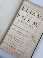Eliza: An Epick Poem. In ten books. By Sir Richard Blackmore 1705 1st printing