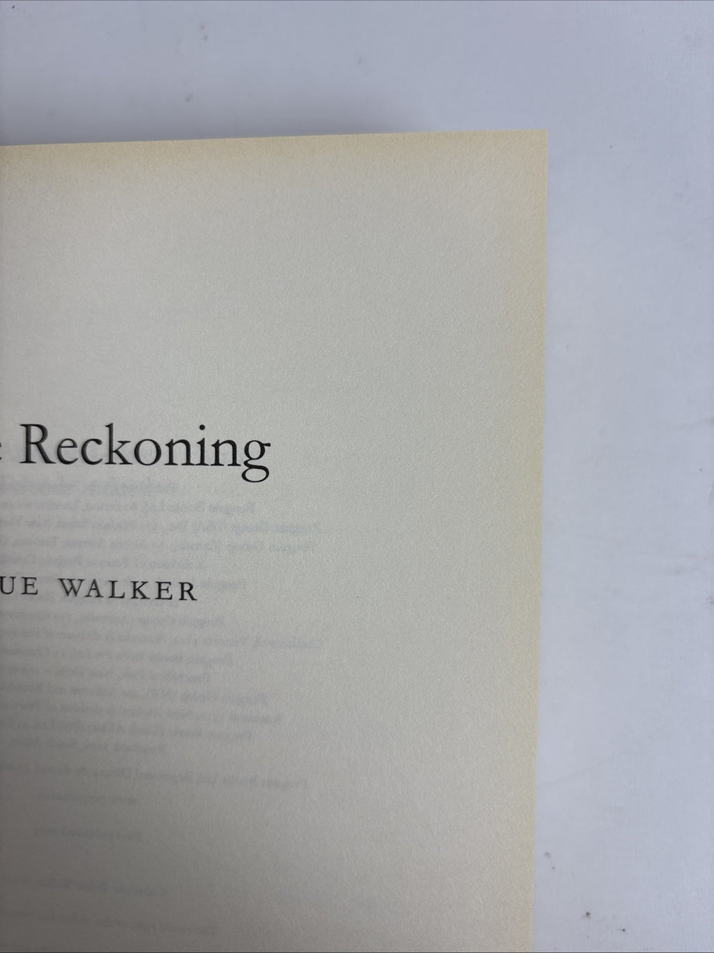 The Reckoning Sue Walker Hardback 1st Edition