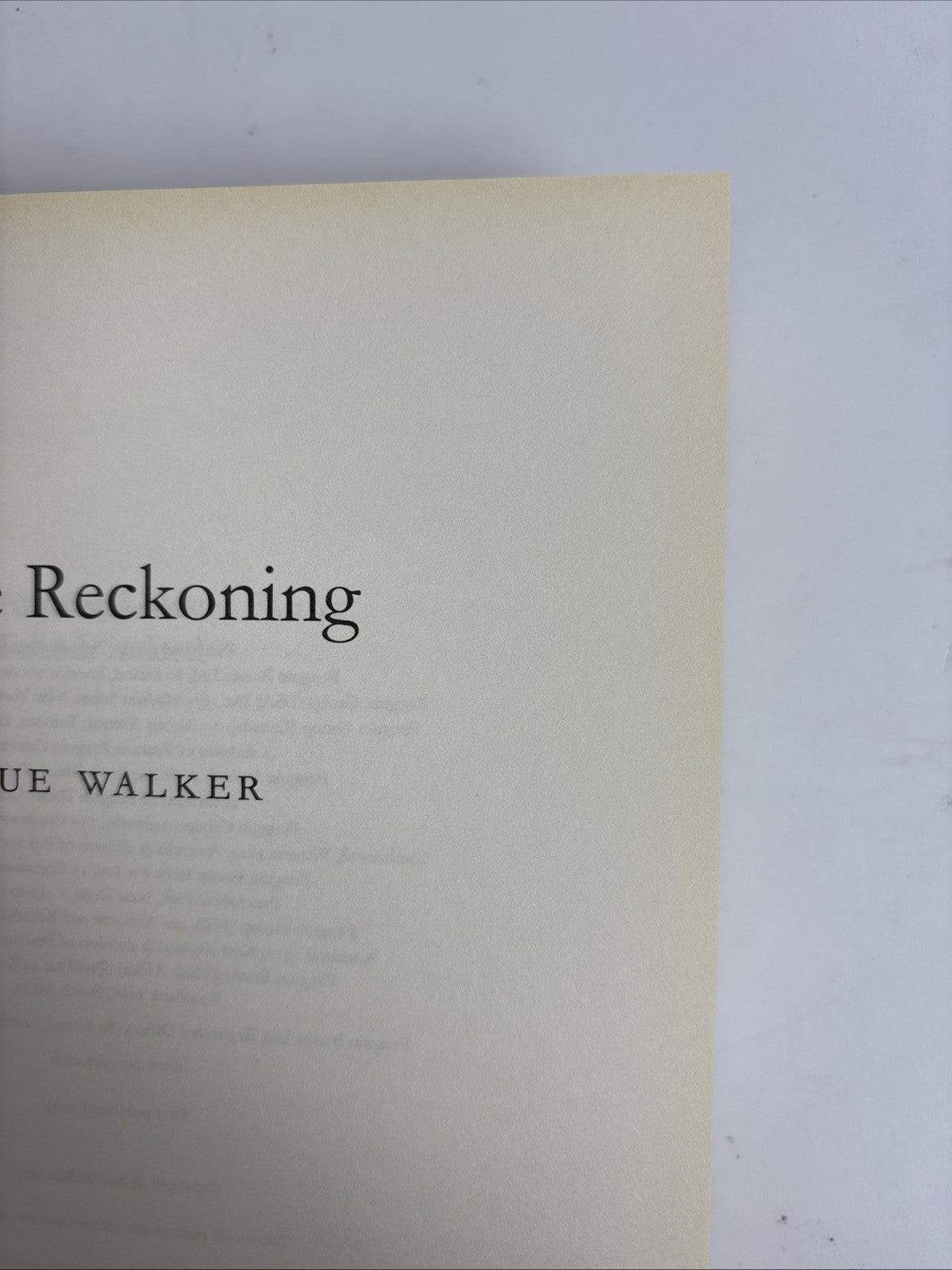 The Reckoning Sue Walker Hardback 1st Edition