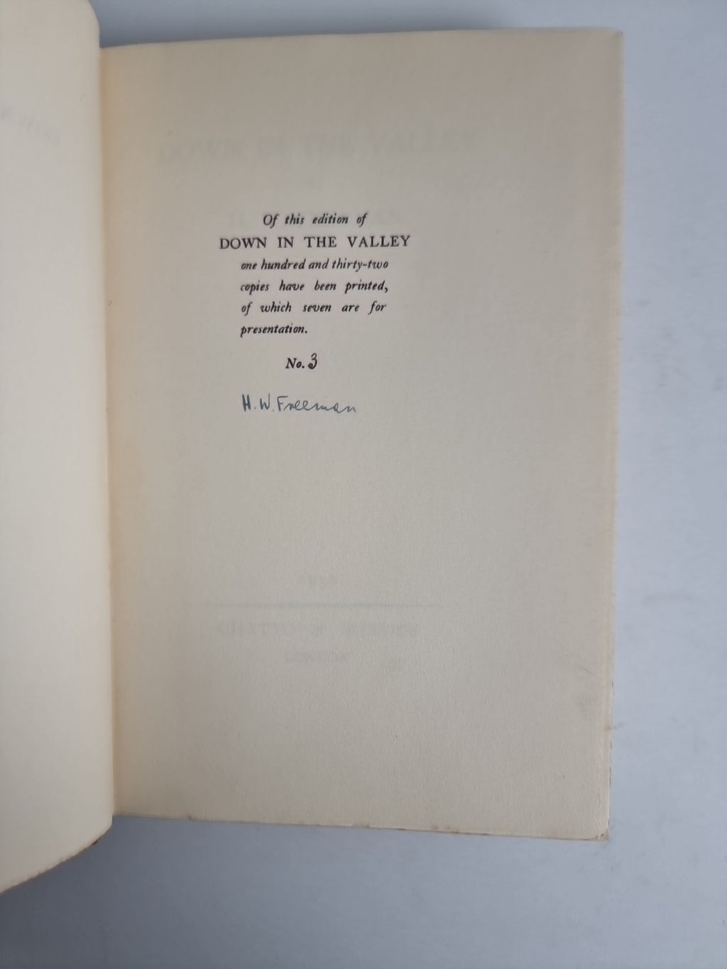 Down In The Valley, H. W. Freeman — Limited Edition, SIGNED