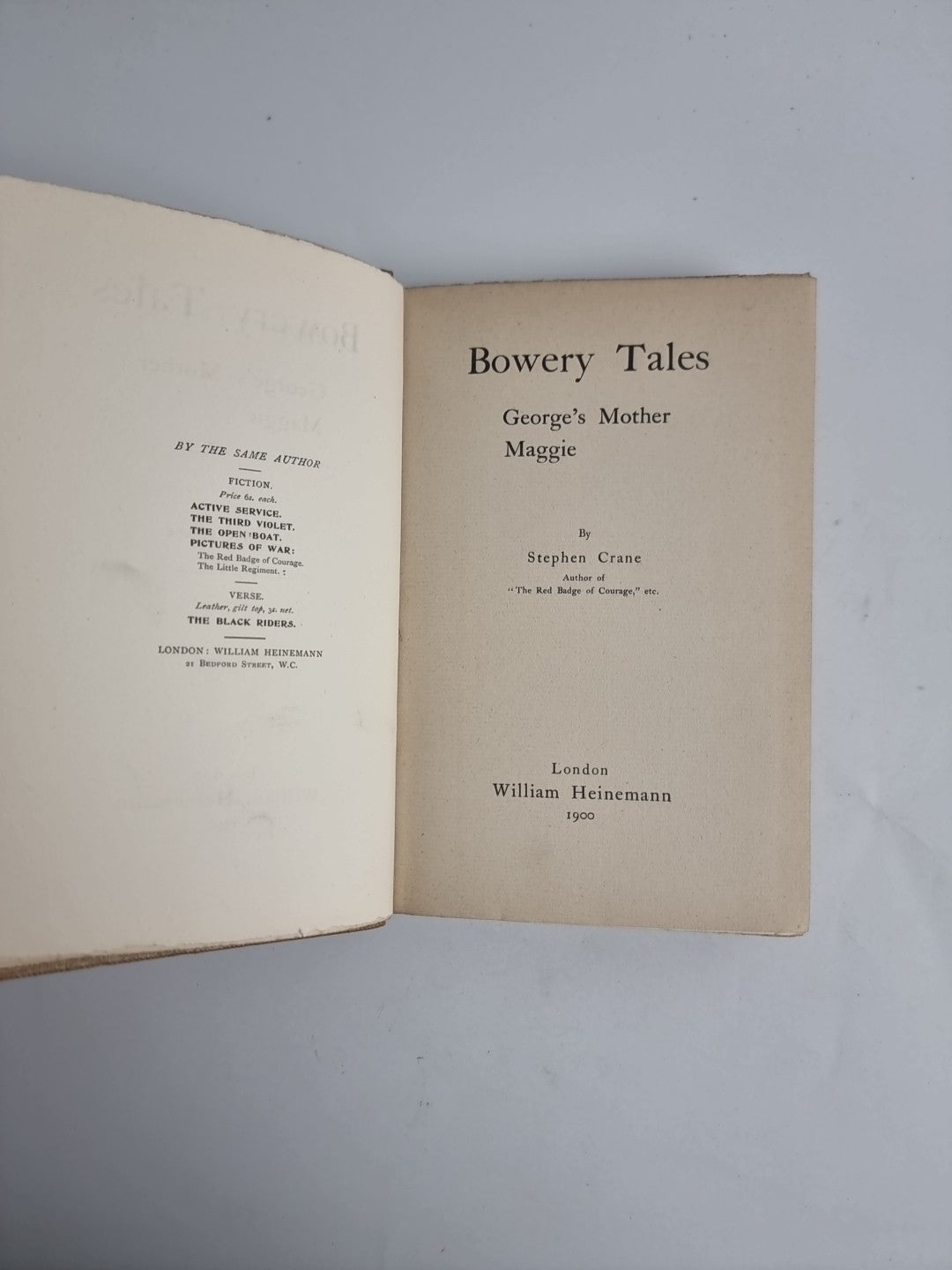 Bowery Tales,  Stephen Crane — First Edition