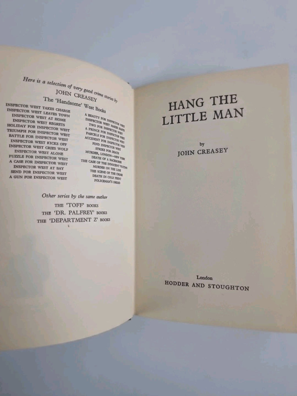 Hang the Little Man, John Creasey — 1963 1ST UK EDITION