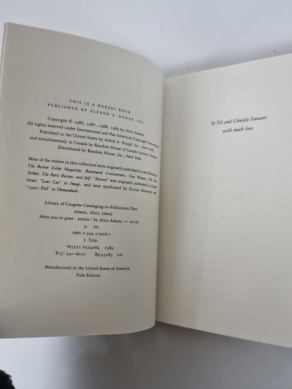 After You've Gone, Alice Adams — First Edition