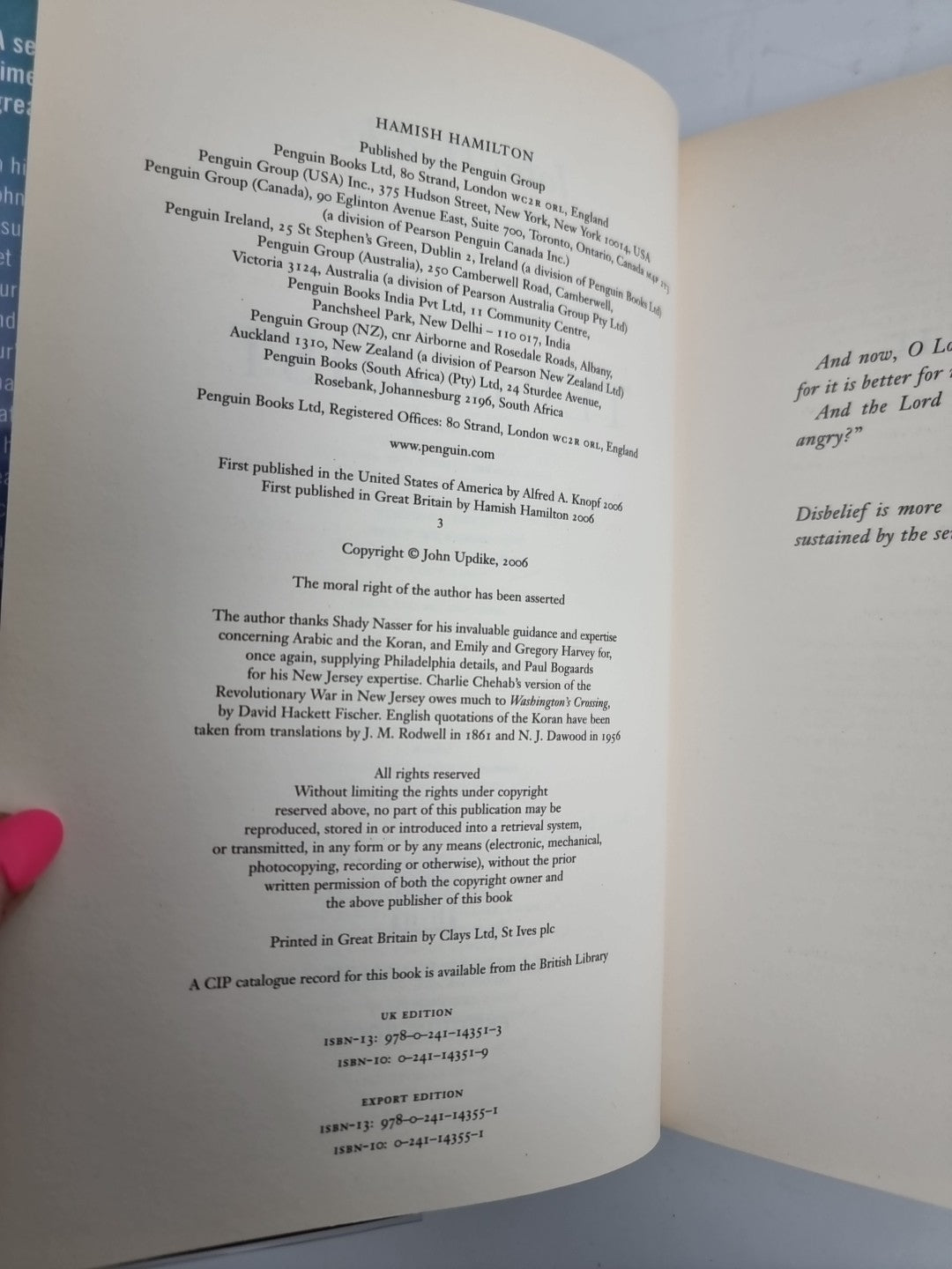 Terrorist by John Updike (Hardcover, 2006) UK Edition