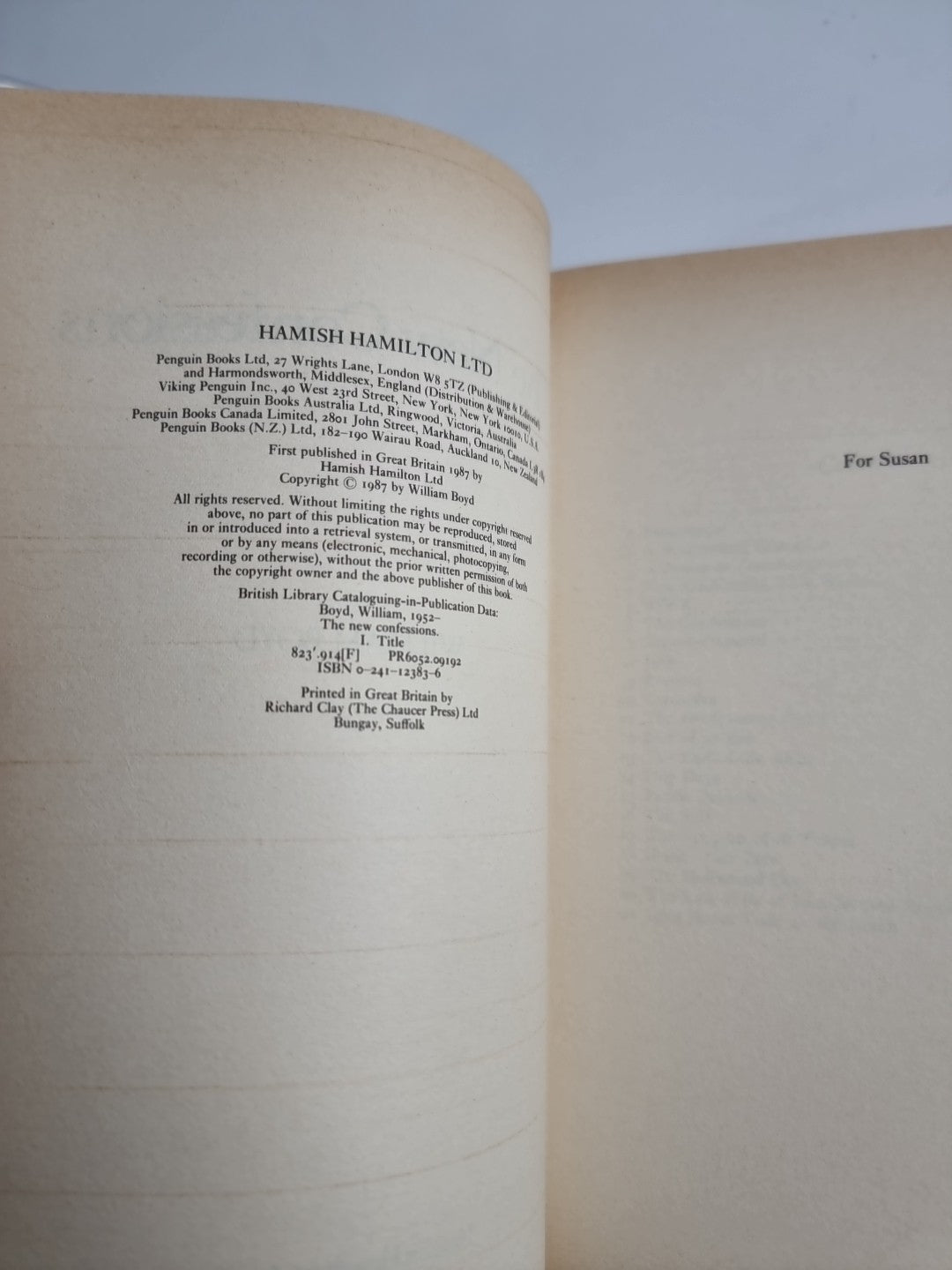 The New Confessions : William. Boyd - Rare 1st Edition, New And Unread 