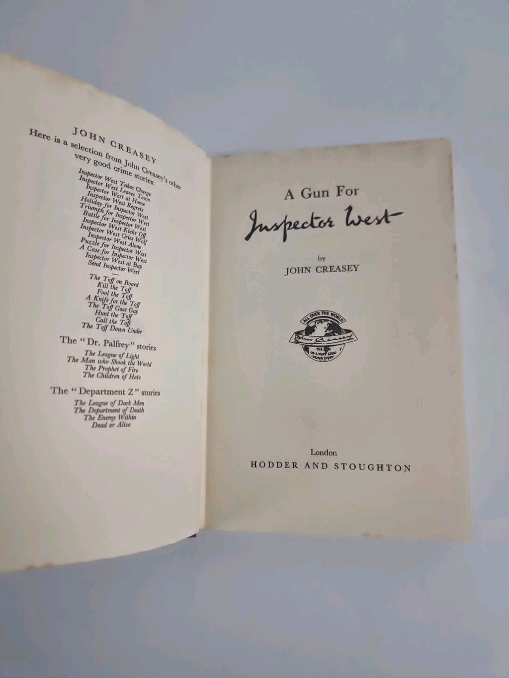 A Gun For Inspector West, John Creasey — 1st UK Edition