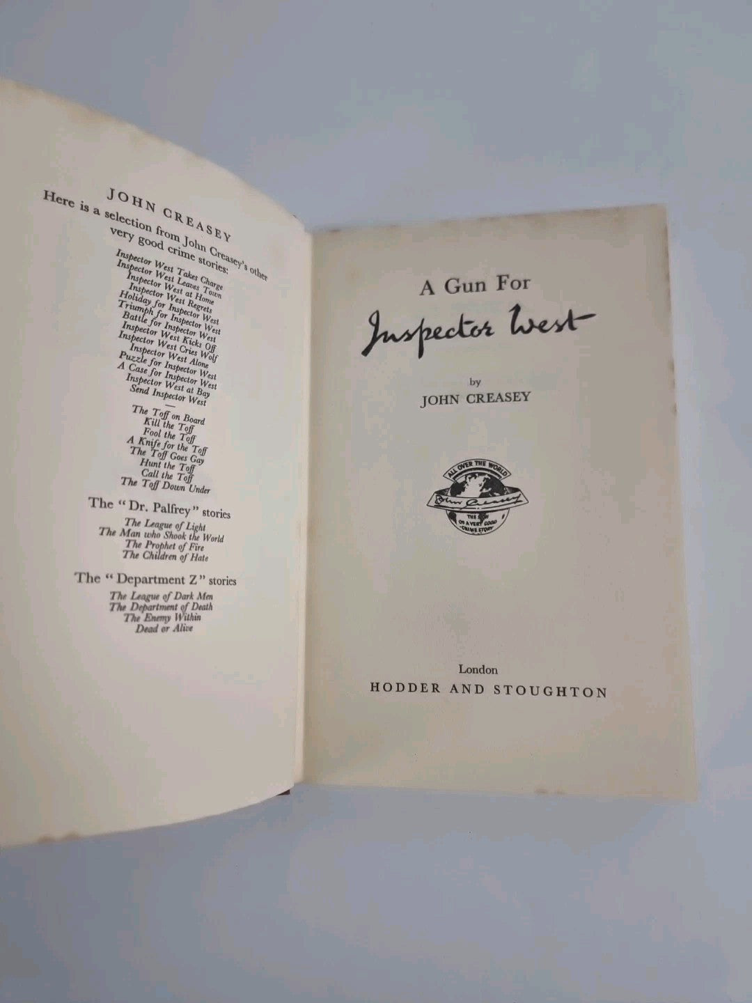 A Gun For Inspector West, John Creasey — 1st UK Edition