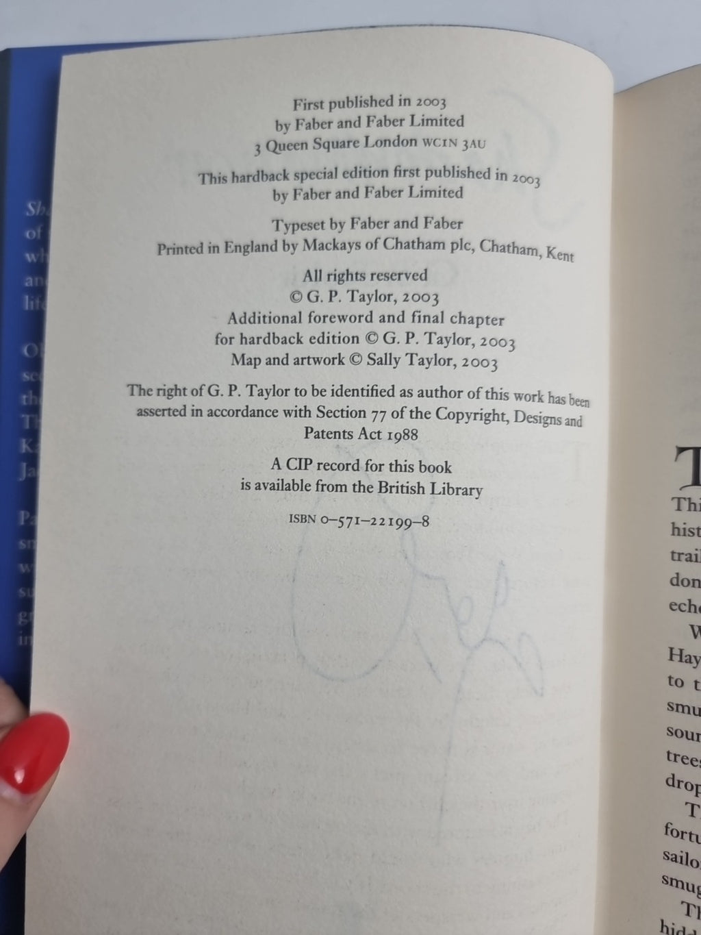 G.P Taylor Shadowmancer Hardback 1st Edition Special Edition 2003 Signed
