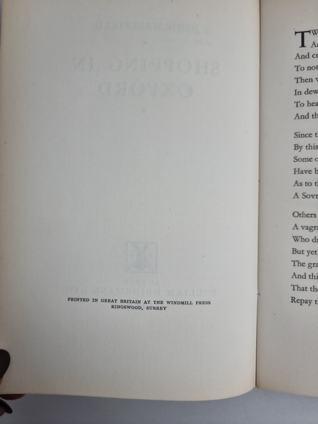 Shopping In Oxford, John Masefield — First, Limited, SIGNED Edition