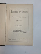 Memorials of Hindley - Part First, John Leyland — Near Fine