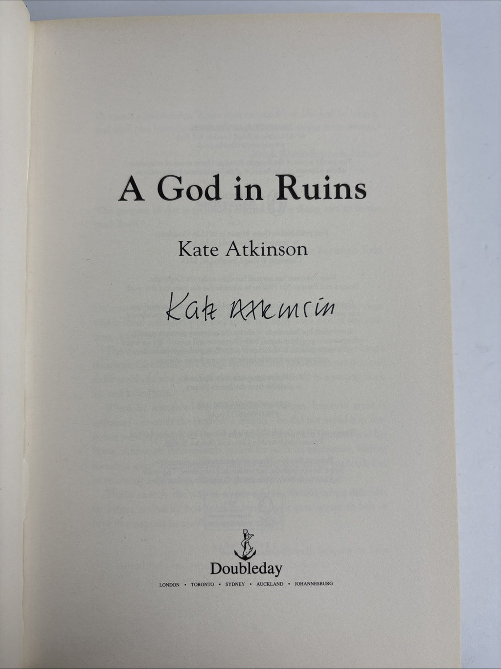 A God in Ruins Kate Atkinson Signed 1st Edition