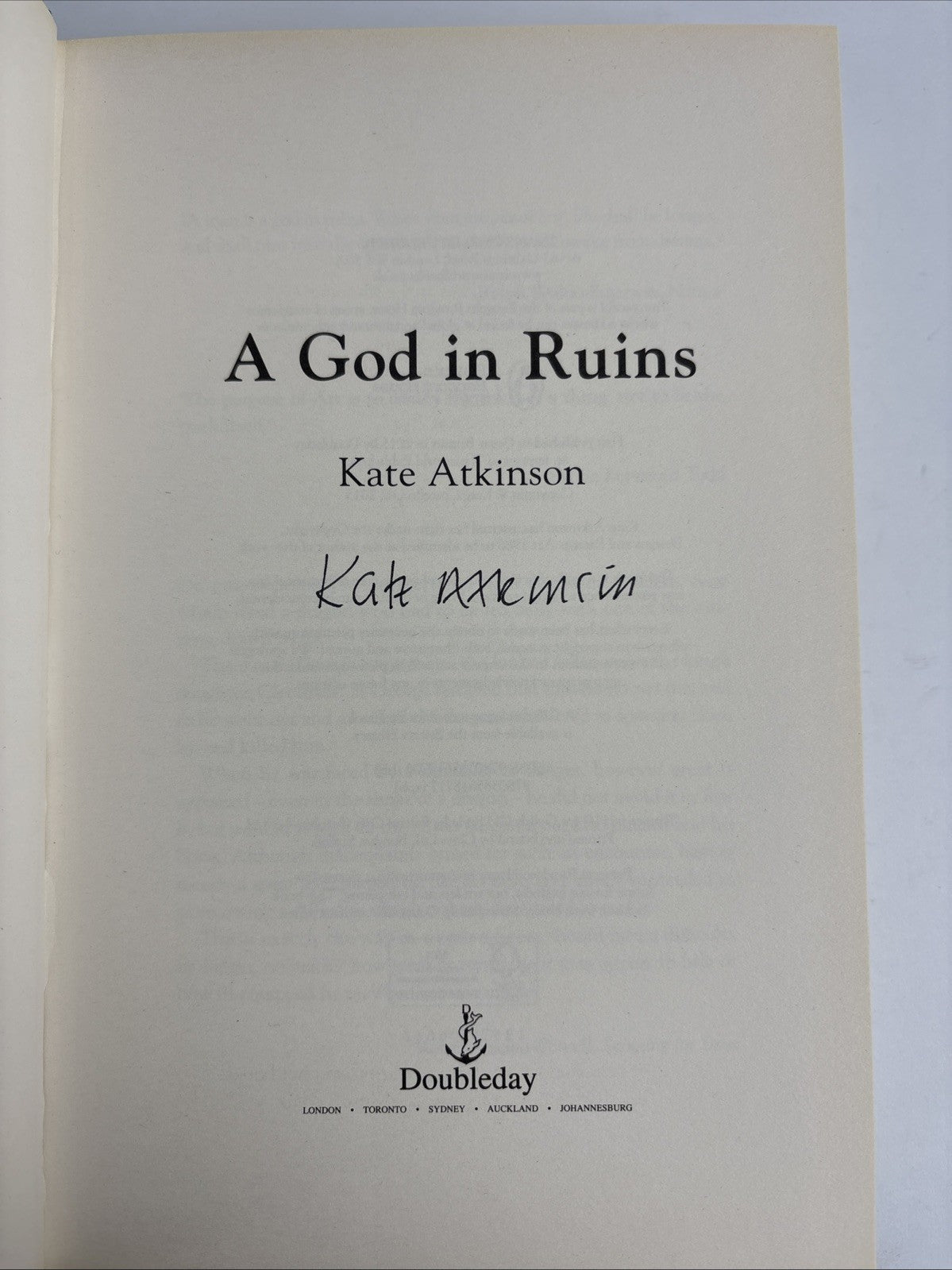 A God in Ruins Kate Atkinson Signed 1st Edition