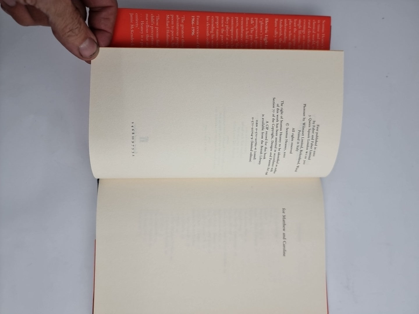 Electric Light by Seamus Heaney Faber 2001 UK HB 1st Edition, 1st Print  NEW