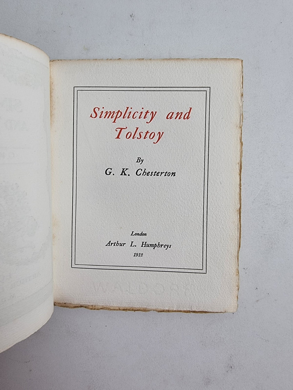 Simplicity And Tolstoy, G. K. Chesterton