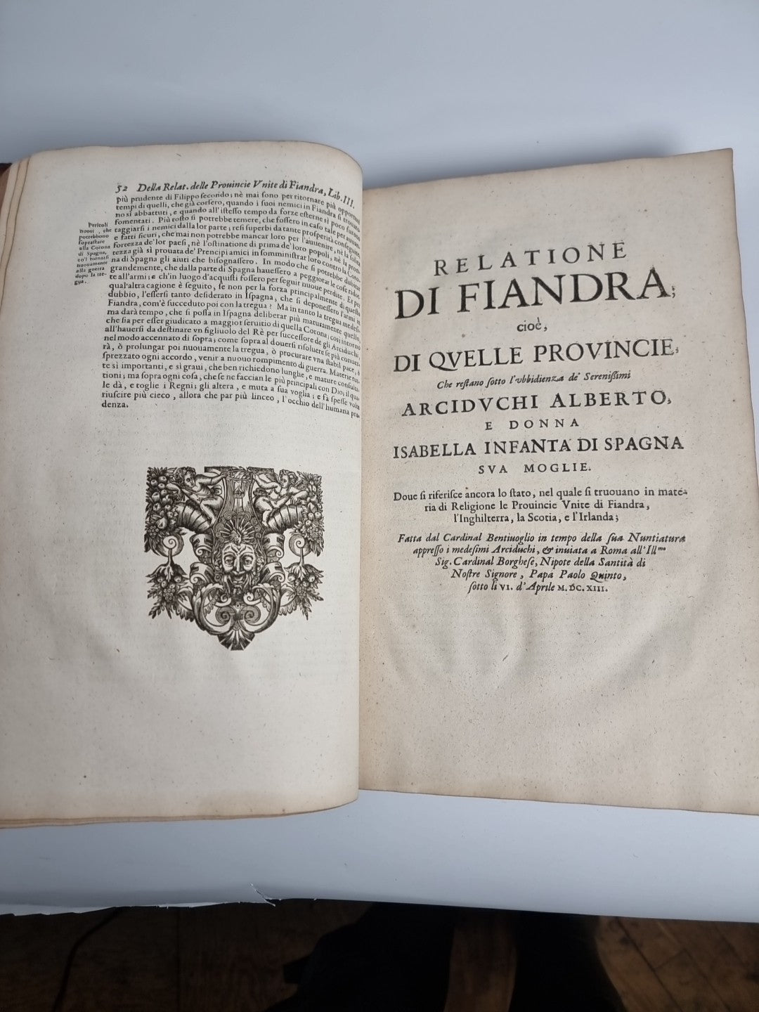 1648 Opere Del Cardinal Bentivoglio History of Flanders & Dutch Revolt Italian