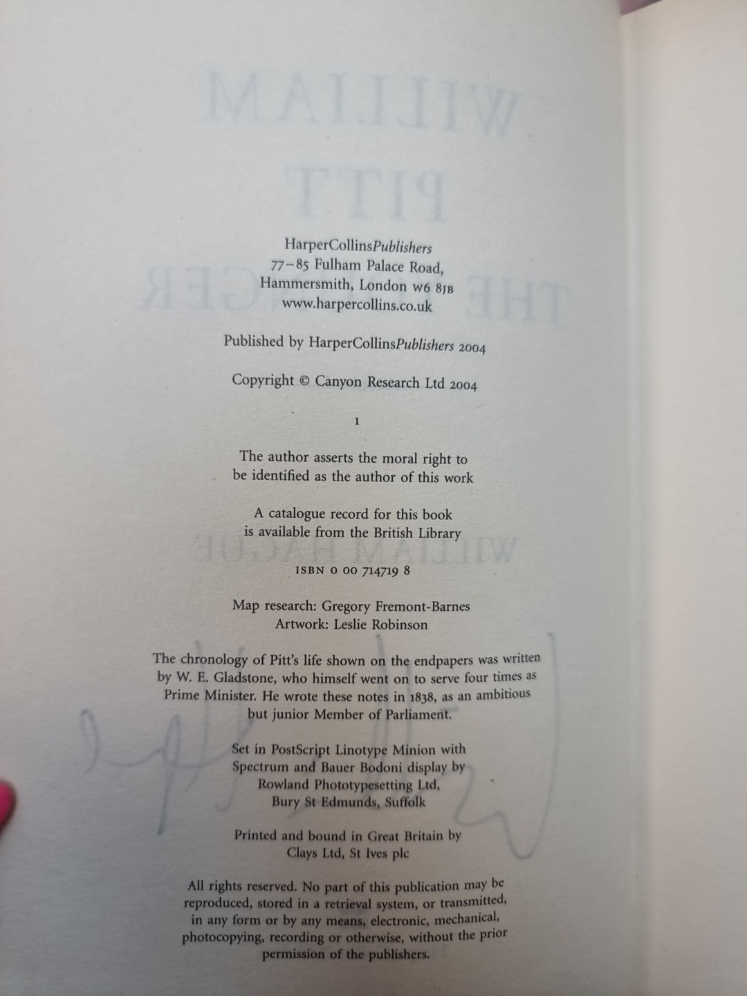 William Pitt the Younger by William Hague New Rare 1st Edition Signed