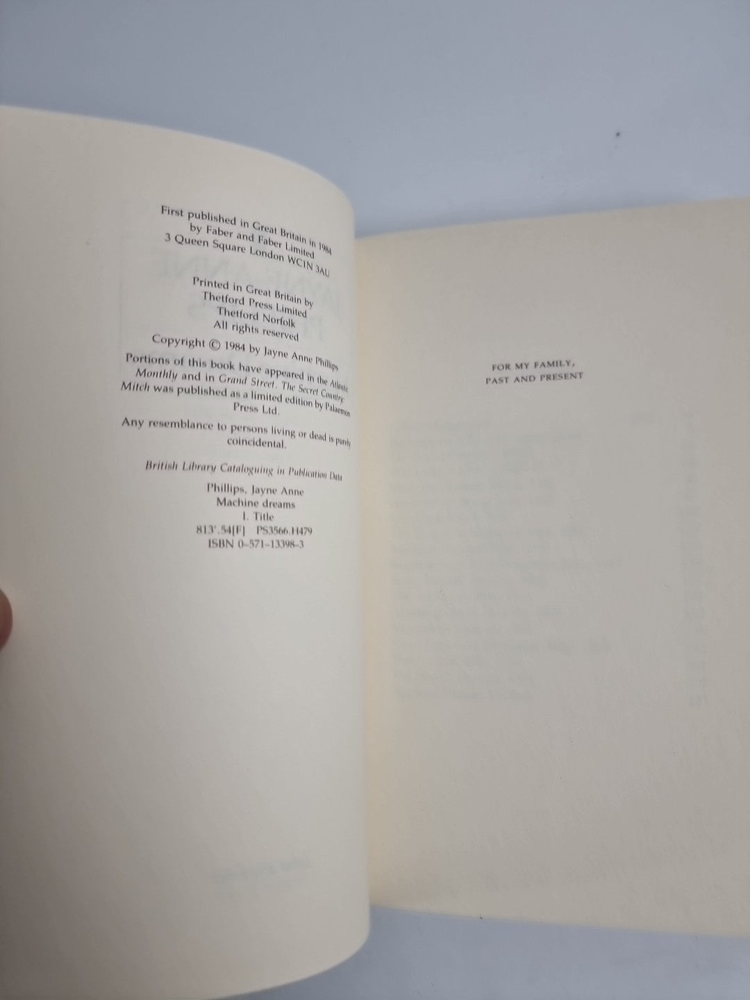 Machine Dreams by Jayne Anne Phillips (Hardcover, 1984) 1st Edition Like New