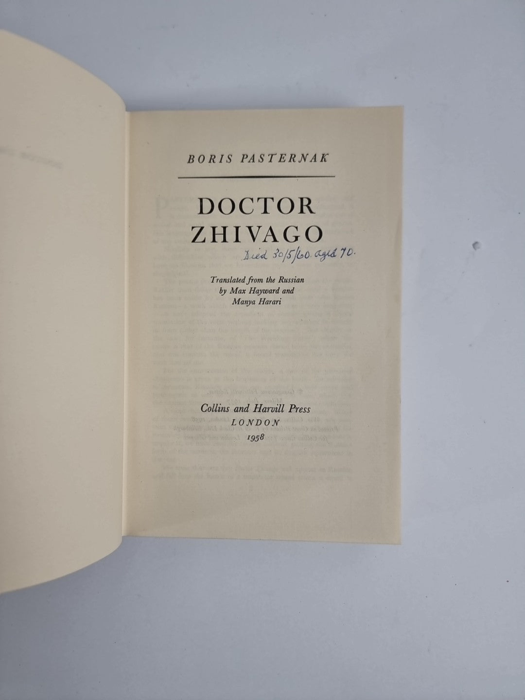 Doctor Zhivago By Boris Pasternak  1st Edition & 1st Impression Newspaper Clips 