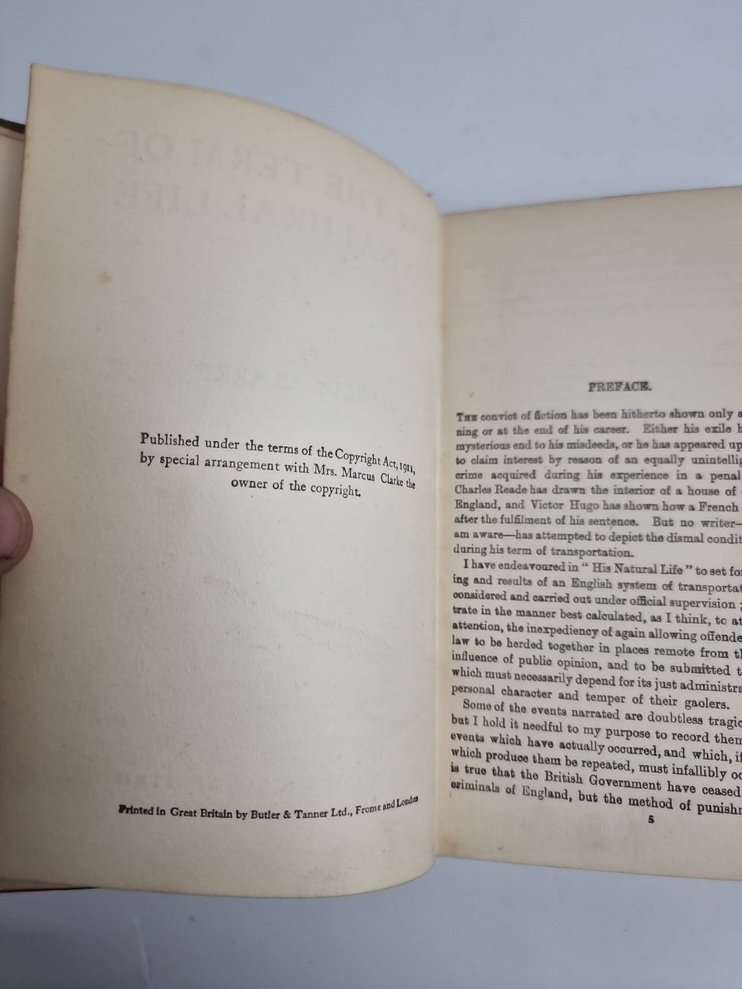 For the Term of His Natural Life, Marcus Clarke, Ward, Lock, Hardcover 1915