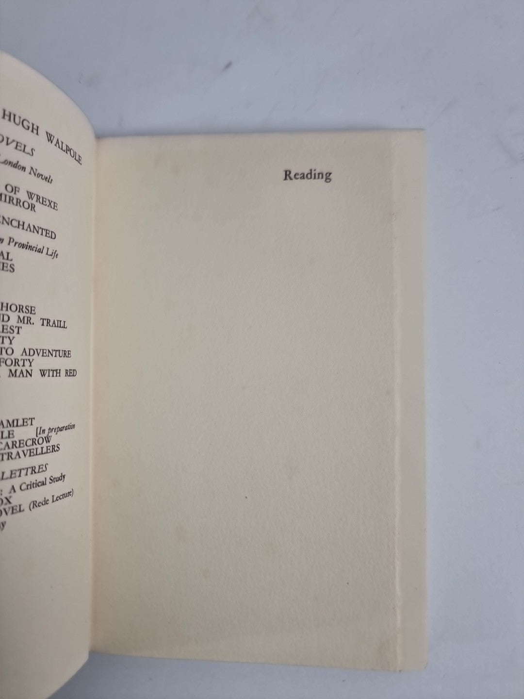 Hugh Walpole -Reading, Being one of a series of essays , 1st Edition 1926