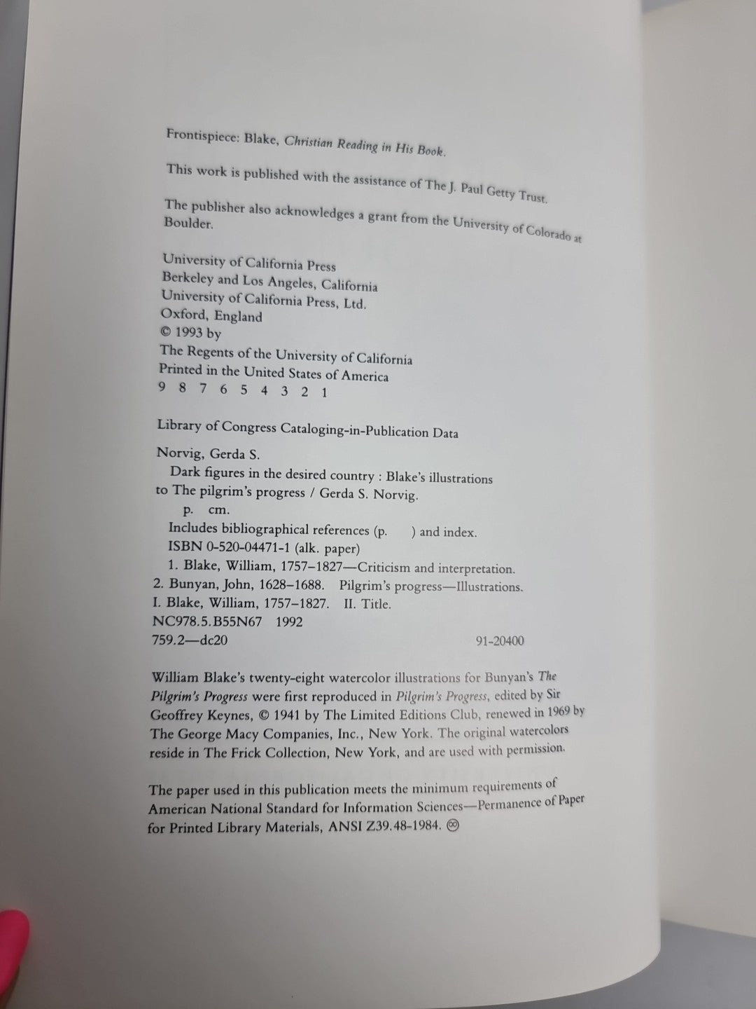 Dark Figures in the Desired Country: Blake's Illustrations to The Pilgrim's. New