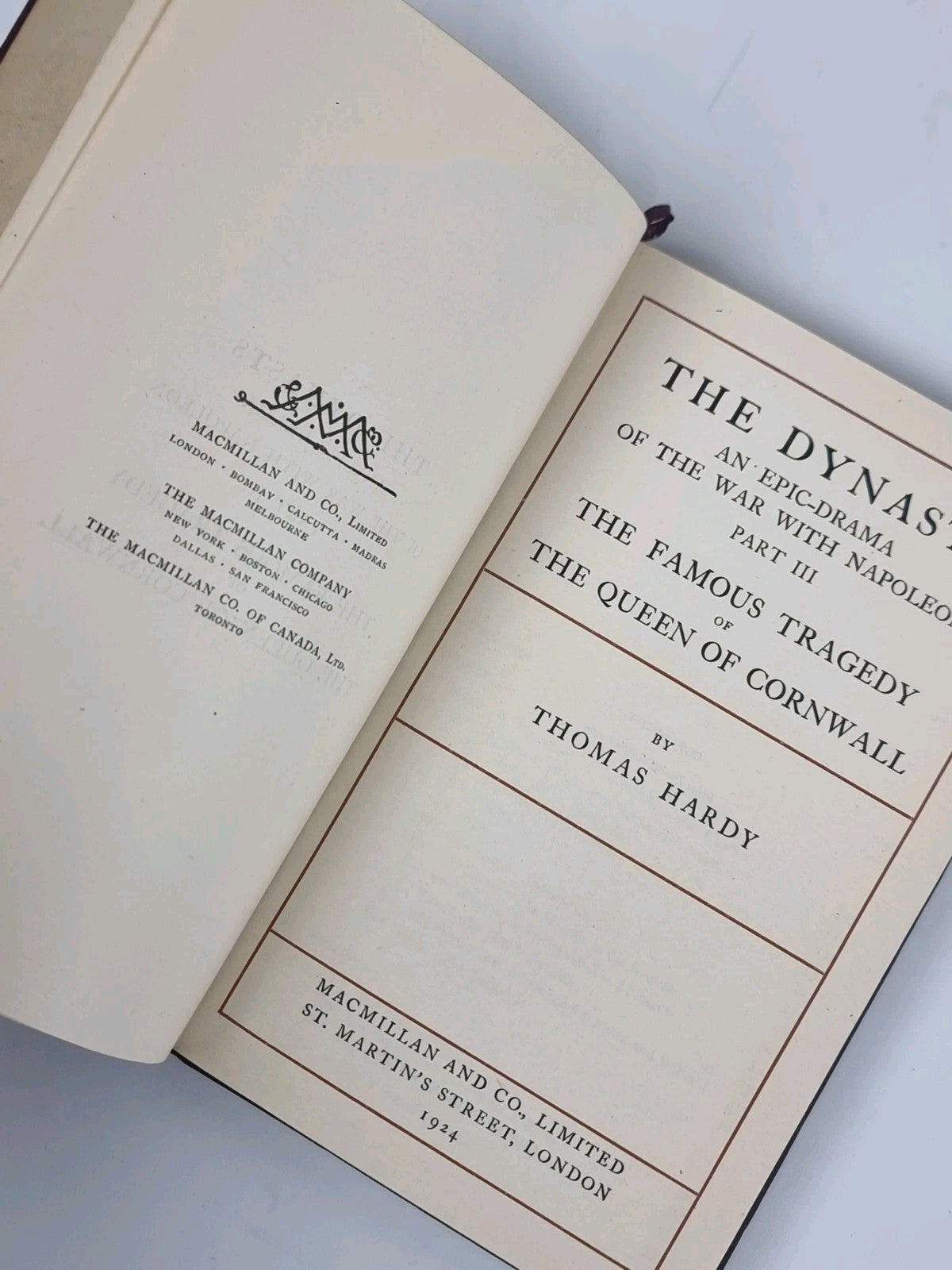The Dynasts Part 3 and The Queen of Cornwall, Thomas Hardy - 2 Volumes Complete