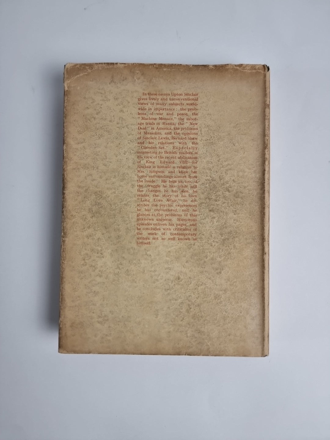 Telling the World By Upton Sinclair 1939 1st Edition Very Rare Book