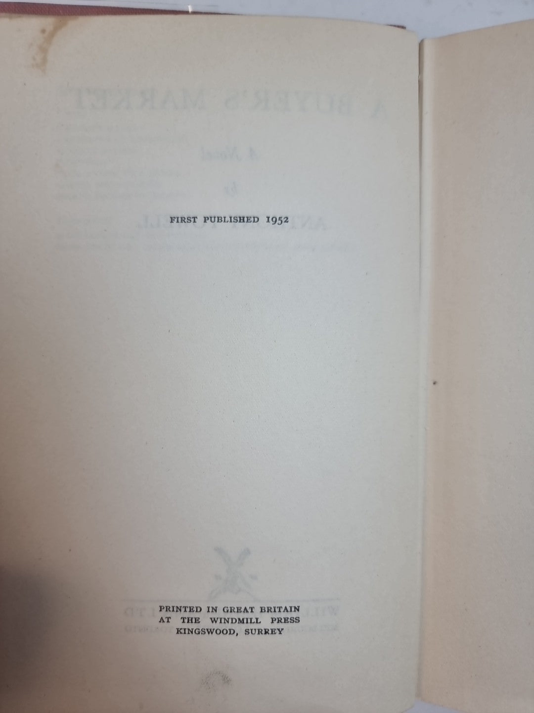 A Buyer's Market, Anthony Powell — First Edition