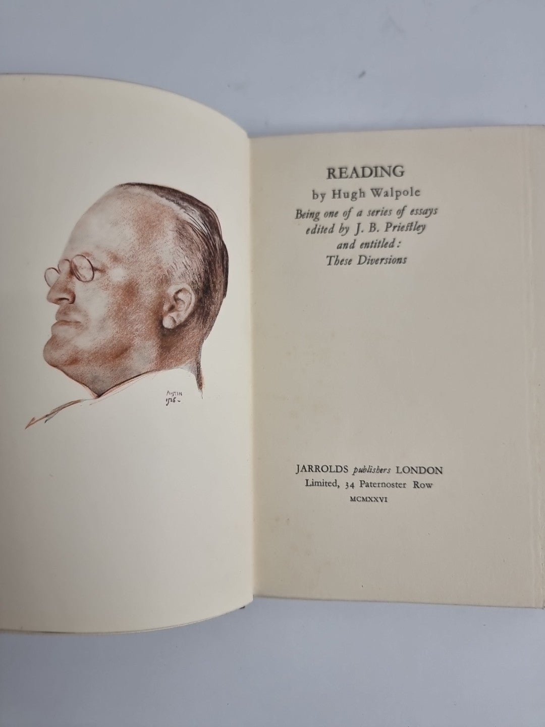 Hugh Walpole -Reading, Being one of a series of essays , 1st Edition 1926