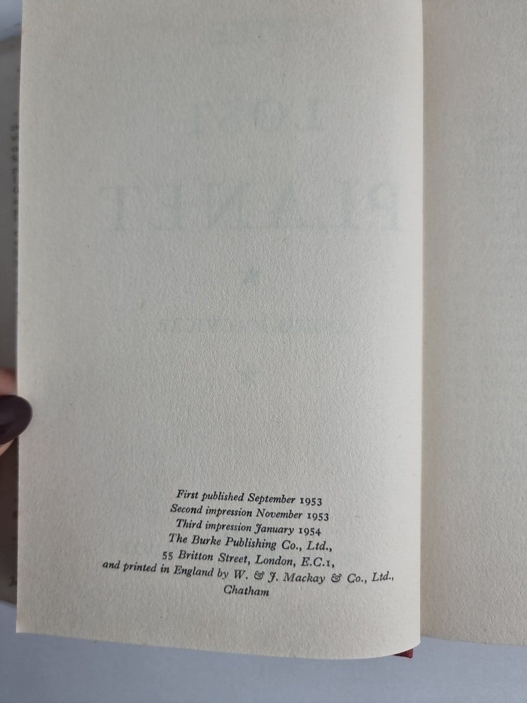 The Lost Planet, Angus Macvicar — First Edition, Third Impression
