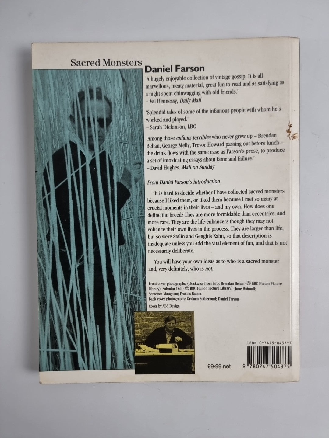 Sacred Monsters by Daniel Farson (Paperback, 1989) 1st Edition unread.