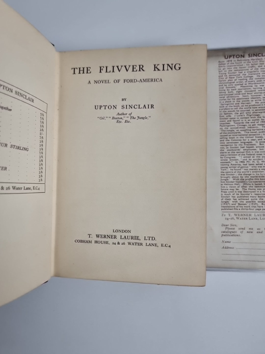 The Flivver King  - Upton Sinclair 1948 1st UK Edition Vintage Hardcover Rare 