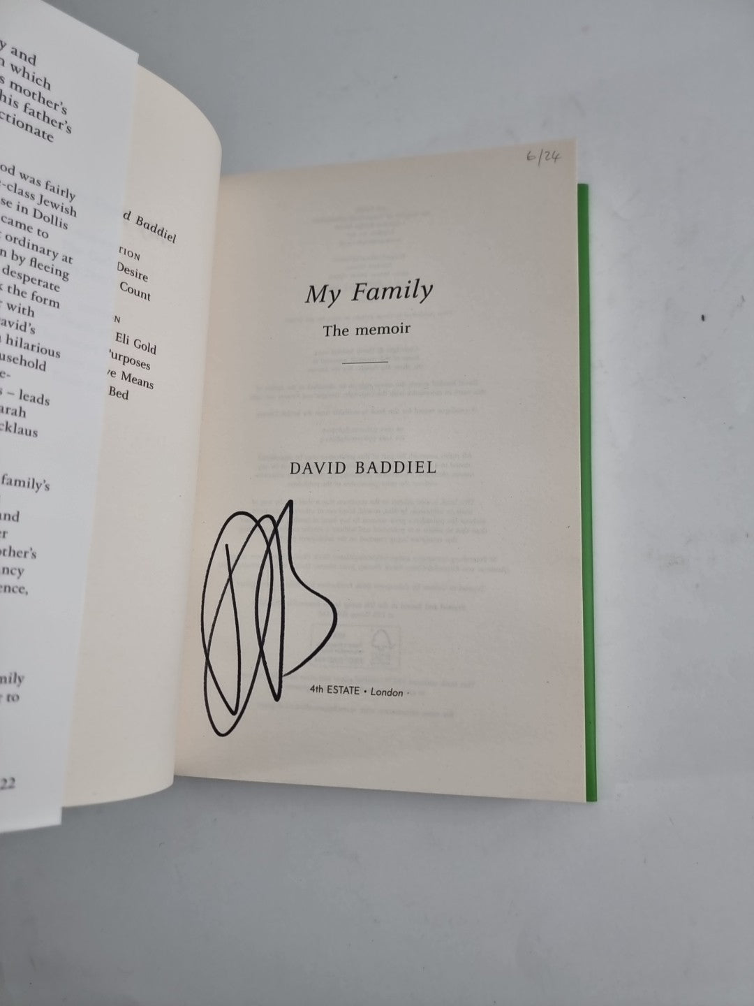 Signed Book - My Family: The Memoir by David Baddiel First Edition NEW
