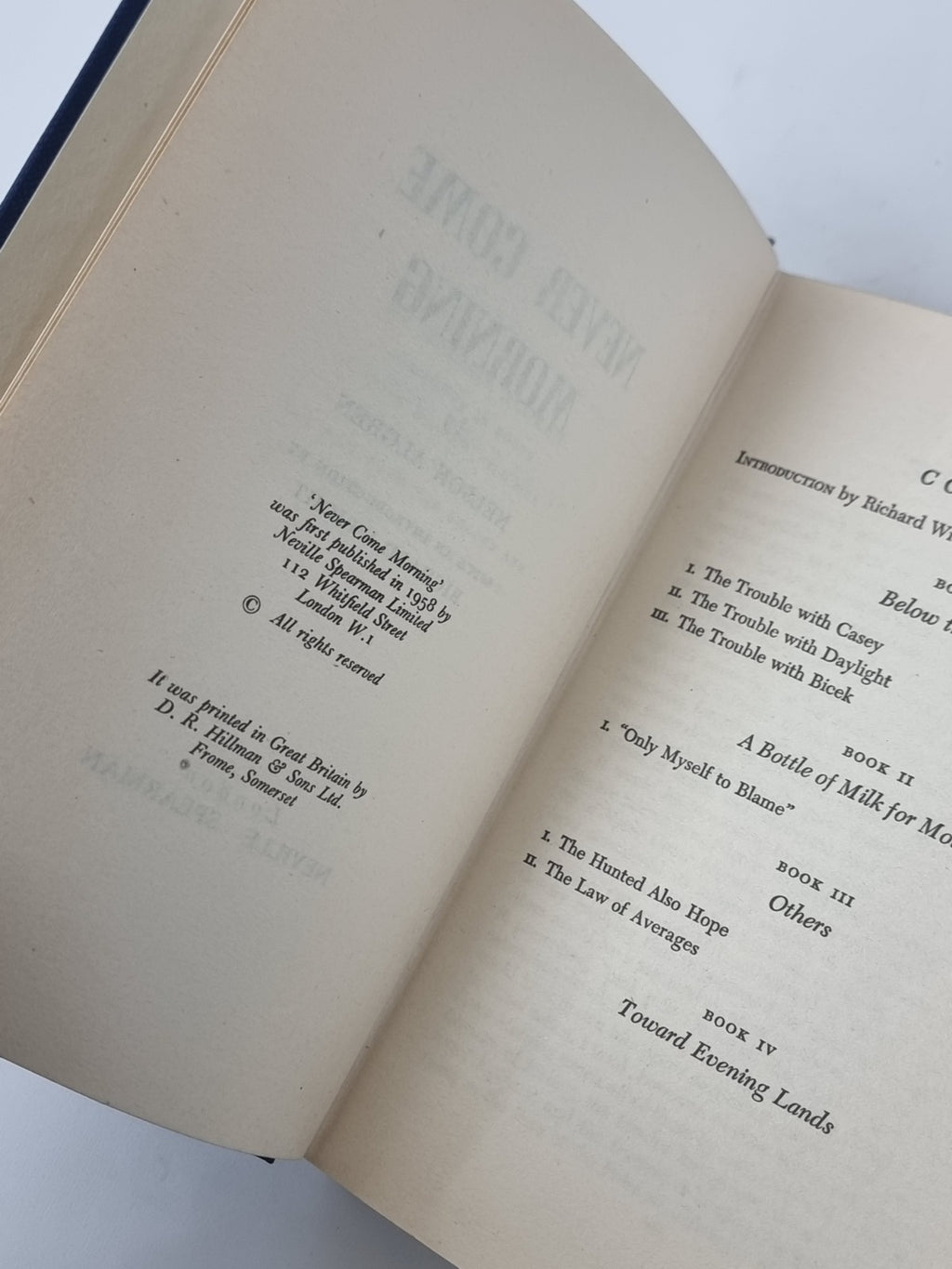 Never Come Morning, Nelson Algren - First UK Edition