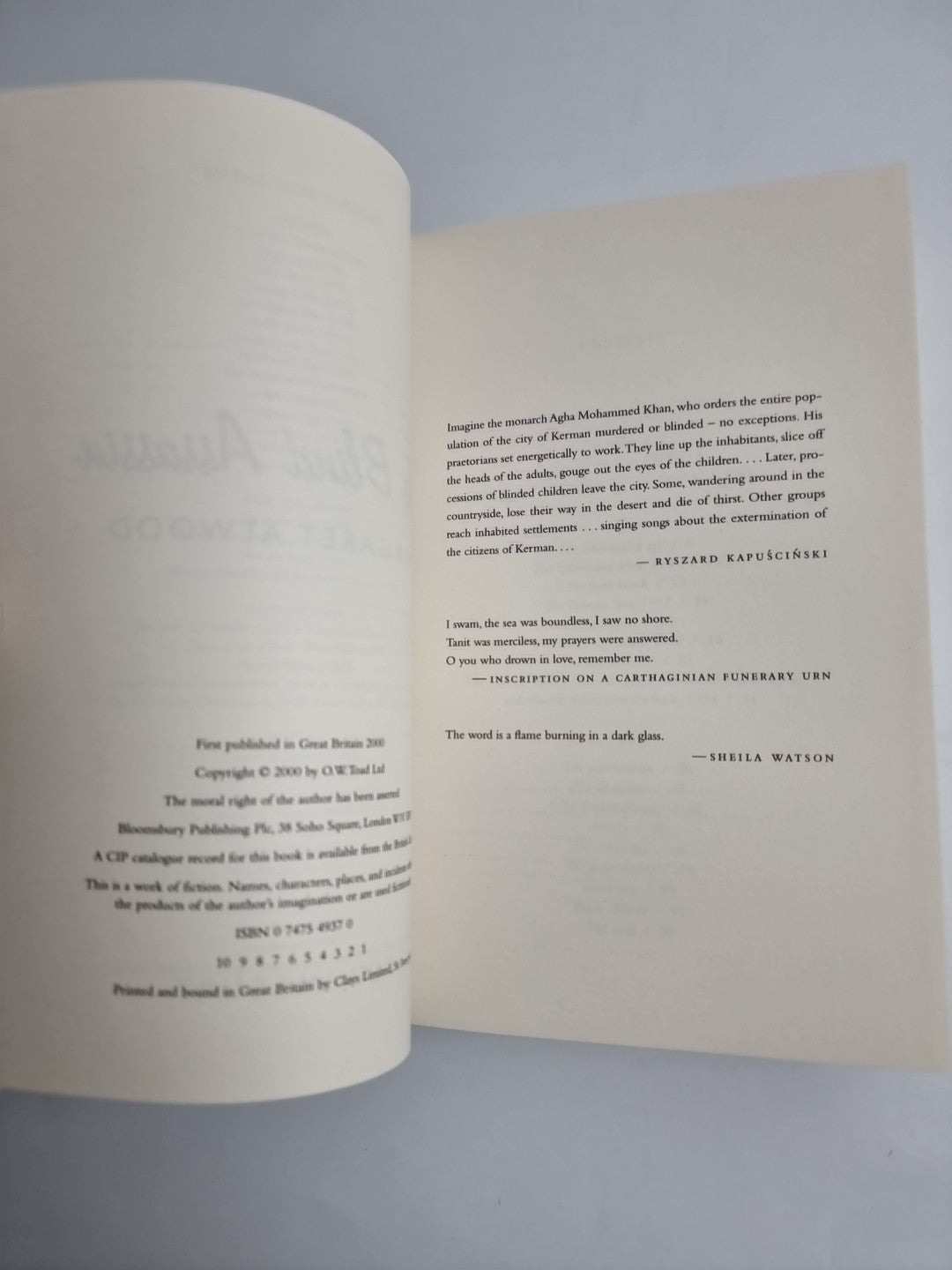 The Blind Assassin by Margaret Atwood  1st Edition  and Proof Copy