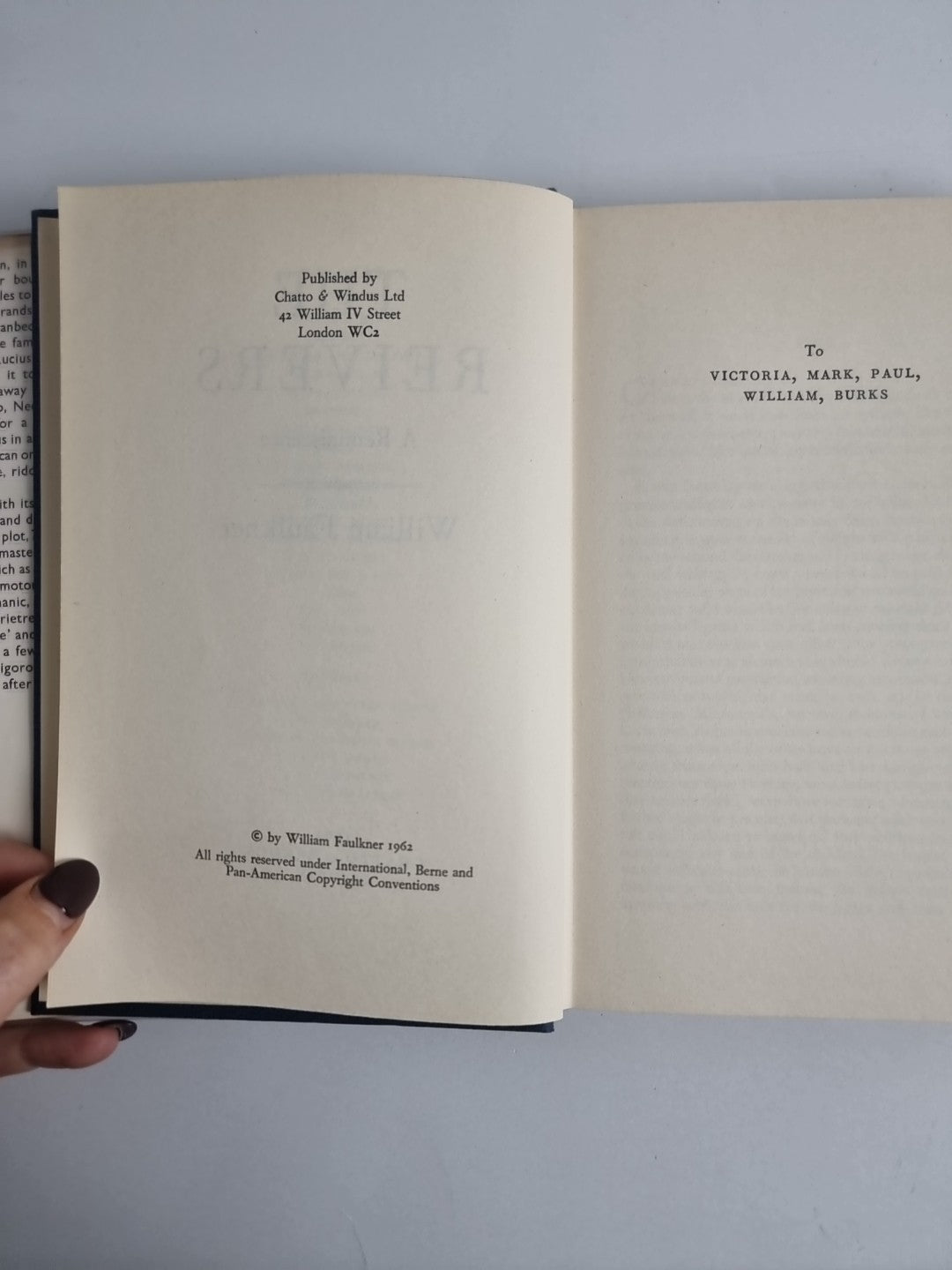 The Reivers, William Faulkner — First UK Edition