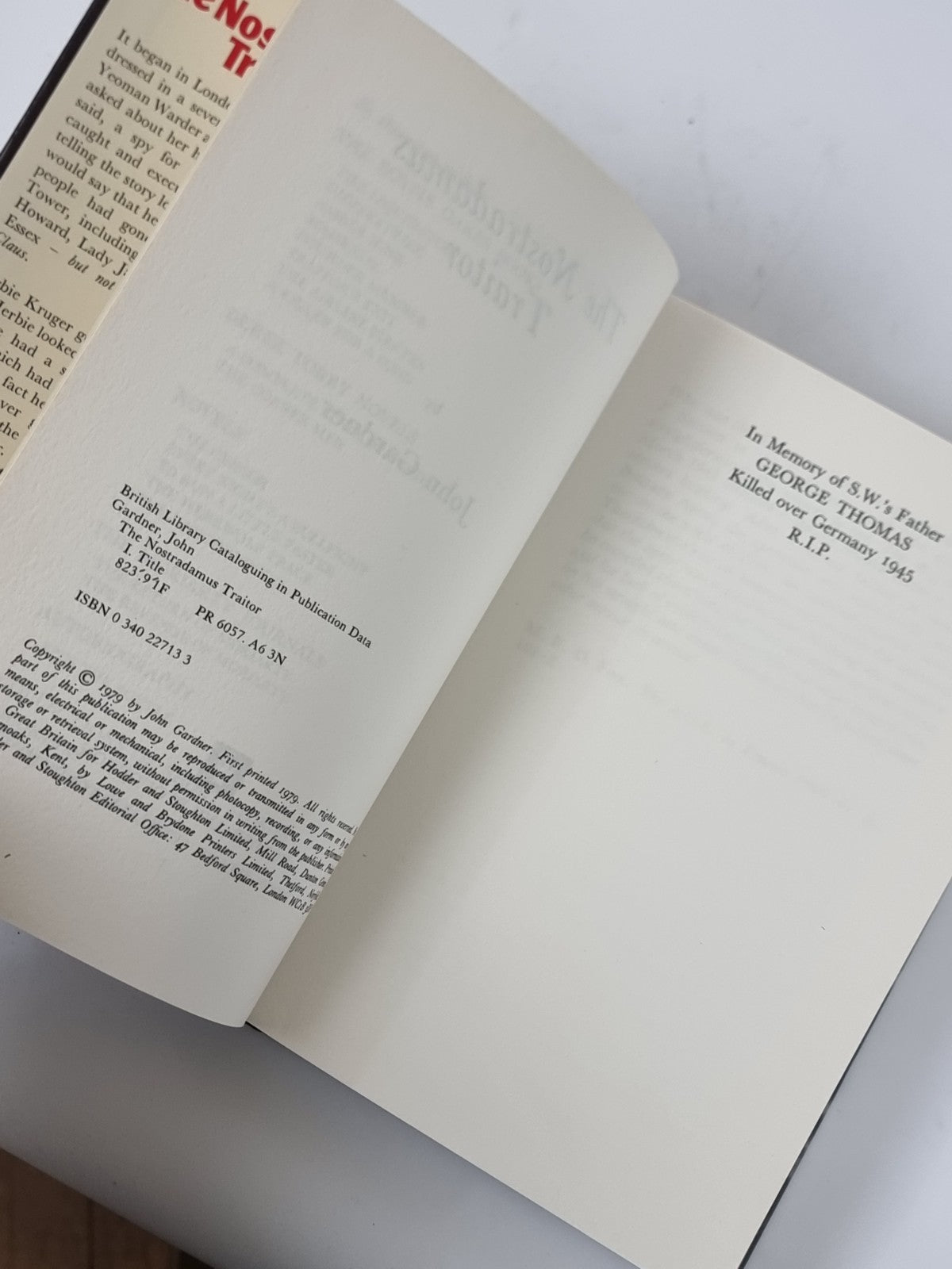 The Nostradamus Traitor, John Gardner - First Edition