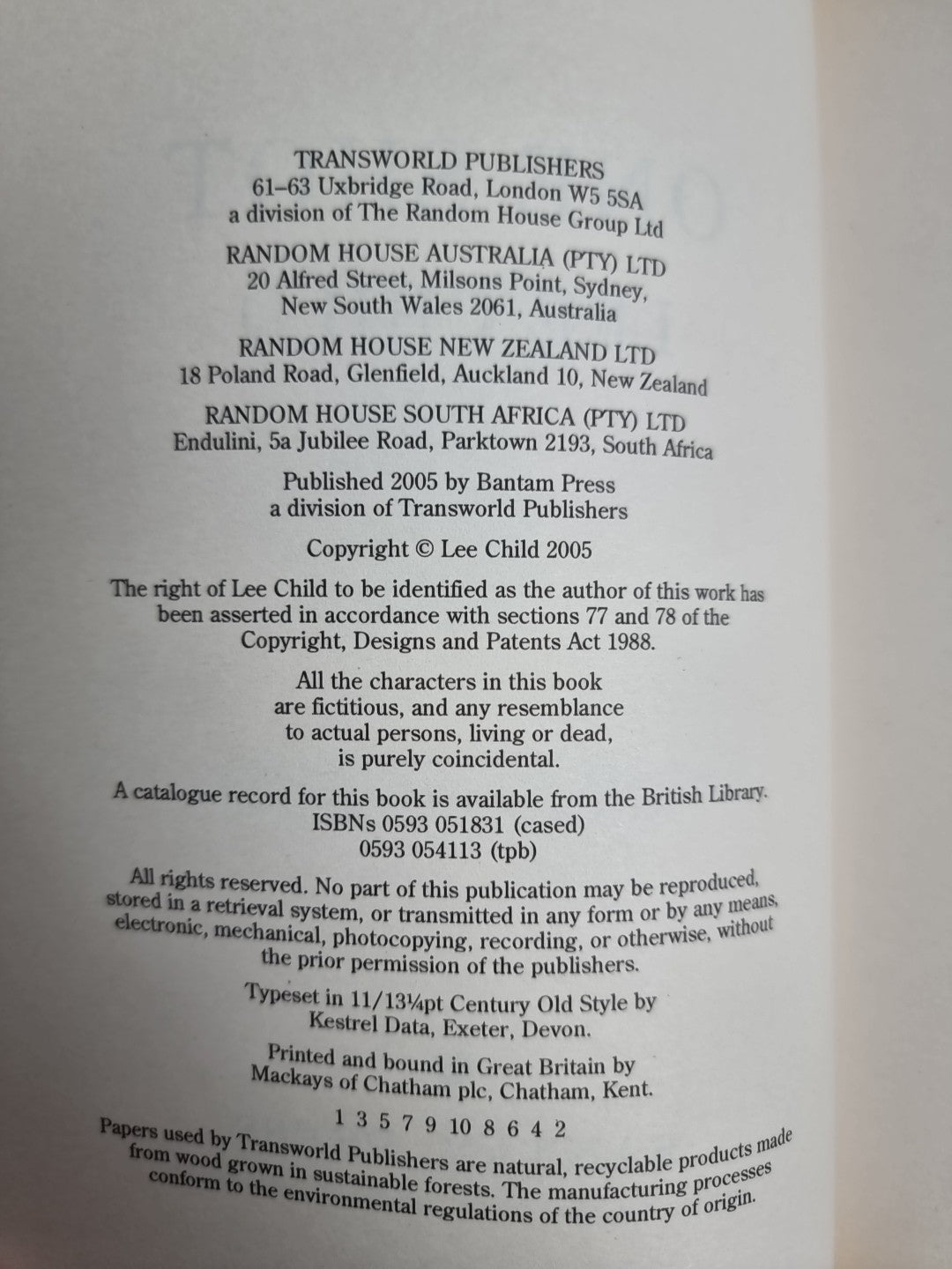 One Shot by Lee Child (Hardcover, 2005) 1st Edition New